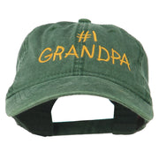 Number 1 Grandpa Letters Embroidered Washed Cotton Cap