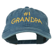 Number 1 Grandpa Letters Embroidered Washed Cotton Cap