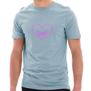 Neon Love Heart Logo Cotton Short Sleeve Graphic Shirt