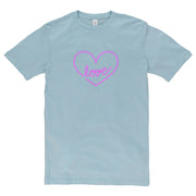 Neon Love Heart Logo Cotton Short Sleeve Graphic Shirt