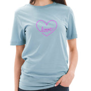 Neon Love Heart Logo Cotton Short Sleeve Graphic Shirt