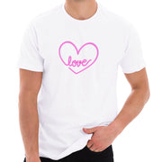 Neon Love Heart Logo Cotton Short Sleeve Graphic Shirt