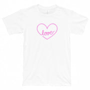 Neon Love Heart Logo Cotton Short Sleeve Graphic Shirt