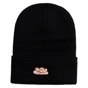 Ball Python Embroidered 12 Inch Long Knitted Beanie - Black OSFM