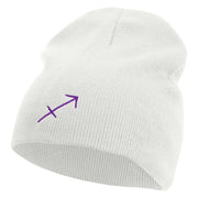 Sagittatius Astrology Embroidered 8 Inch Short Beanie - White OSFM