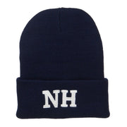 NH New Hampshire State Embroidered Long Beanie