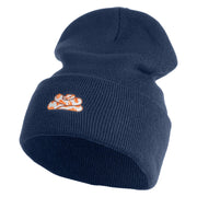 Ball Python Embroidered 12 Inch Long Knitted Beanie - Navy OSFM