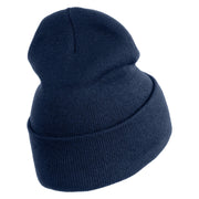 Ball Python Embroidered 12 Inch Long Knitted Beanie - Navy OSFM
