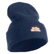 Ball Python Embroidered 12 Inch Long Knitted Beanie - Navy OSFM