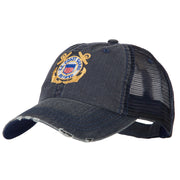 US Coast Guard Anchors Retired Embroidered Low Profile Cotton Mesh Cap