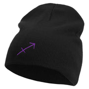 Sagittatius Astrology Embroidered 8 Inch Short Beanie - Black OSFM