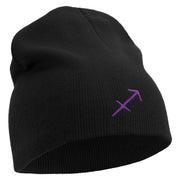 Sagittatius Astrology Embroidered 8 Inch Short Beanie - Black OSFM