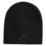 Sagittatius Astrology Embroidered 8 Inch Short Beanie - Black OSFM