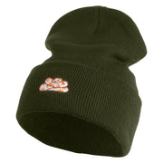 Ball Python Embroidered 12 Inch Long Knitted Beanie - Olive OSFM
