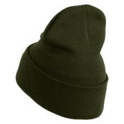 Ball Python Embroidered 12 Inch Long Knitted Beanie - Olive OSFM