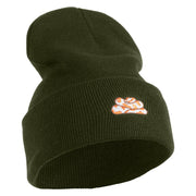Ball Python Embroidered 12 Inch Long Knitted Beanie - Olive OSFM