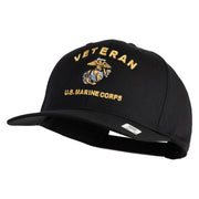 Veteran US Marine Corps Embroidered Solid Cotton Twill Pro Style Cap - Black OSFM
