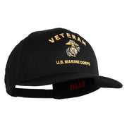 Veteran US Marine Corps Embroidered Solid Cotton Twill Pro Style Cap - Black OSFM