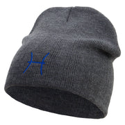Pisces Astrology Embroidered 8 Inch Short Beanie - Dk-Grey OSFM