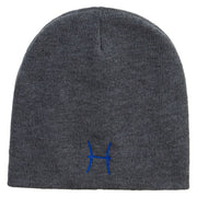 Pisces Astrology Embroidered 8 Inch Short Beanie - Dk-Grey OSFM