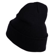 Running Fox Embroidered 12 Inch Solid Long Beanie Made in USA - Black OSFM