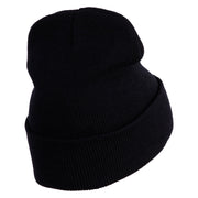 Running Fox Embroidered 12 Inch Solid Long Beanie Made in USA - Black OSFM