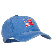 USA Flag New Mexico Map Embroidered Washed Buckle Cap