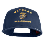 Veteran US Marine Corps Embroidered Solid Cotton Twill Pro Style Cap - Navy OSFM