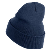 Running Fox Embroidered 12 Inch Solid Long Beanie Made in USA - Navy OSFM