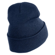 Running Fox Embroidered 12 Inch Solid Long Beanie Made in USA - Navy OSFM