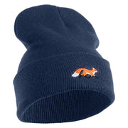 Running Fox Embroidered 12 Inch Solid Long Beanie Made in USA - Navy OSFM