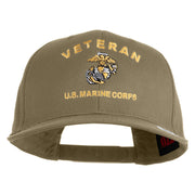 Veteran US Marine Corps Embroidered Solid Cotton Twill Pro Style Cap - Khaki OSFM