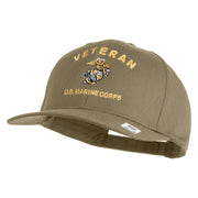 Veteran US Marine Corps Embroidered Solid Cotton Twill Pro Style Cap - Khaki OSFM