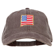 USA Flag New Mexico Map Embroidered Washed Buckle Cap