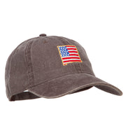 USA Flag New Mexico Map Embroidered Washed Buckle Cap