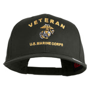 Veteran US Marine Corps Embroidered Solid Cotton Twill Pro Style Cap - Charcoal OSFM