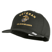 Veteran US Marine Corps Embroidered Solid Cotton Twill Pro Style Cap - Charcoal OSFM