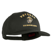 Veteran US Marine Corps Embroidered Solid Cotton Twill Pro Style Cap - Charcoal OSFM