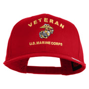 Veteran US Marine Corps Embroidered Solid Cotton Twill Pro Style Cap - Red OSFM