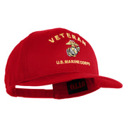 Veteran US Marine Corps Embroidered Solid Cotton Twill Pro Style Cap - Red OSFM