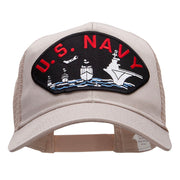 US Navy Ship Fan Shape Patched Cotton Mesh Cap