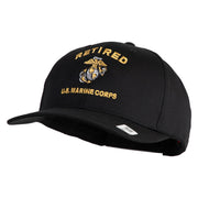 Retired US Marine Corps Embroidered Solid Cotton Twill Pro Style Cap - Black OSFM