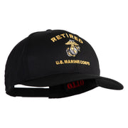 Retired US Marine Corps Embroidered Solid Cotton Twill Pro Style Cap - Black OSFM