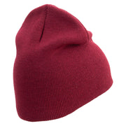 Sun Embroidered 8 inch Acrylic Short beanie - Maroon OSFM