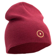 Sun Embroidered 8 inch Acrylic Short beanie - Maroon OSFM