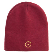 Sun Embroidered 8 inch Acrylic Short beanie - Maroon OSFM