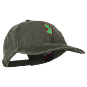 New Jersey State Map Embroidered Washed Cotton Cap