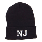 NJ New Jersey State Embroidered Cuff Beanie