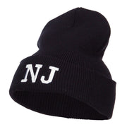 NJ New Jersey State Embroidered Cuff Beanie