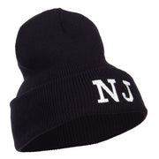 NJ New Jersey State Embroidered Cuff Beanie